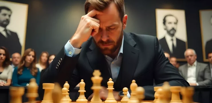 Qadın şahmatçı rəqibinin gedişini analiz edir